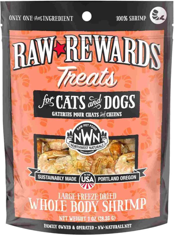 Raw Rewards Freeze-Dried Shrimp Treats for Cats and Dogs – 100% Shrimp – NWN Pet Food