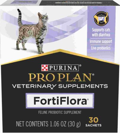 Purina Pro Plan FortiFlora feline probiotic supplement box for cats, 30 sachets