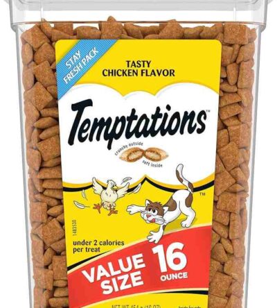 Temptations Tasty Chicken Flavor Cat Treats in 16 oz stay-fresh container
